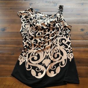 Tan & Black Accented Top